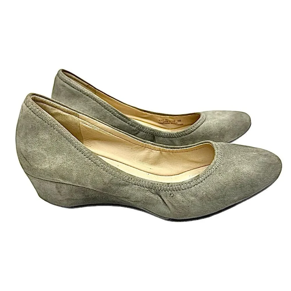 Cole Haan Grand OS Wedge Heels Women’s Size 6 B Gray Suede Slip Ons Pre-Owned